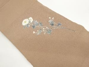 作家物　縮緬地手描き友禅野菊模様名古屋帯